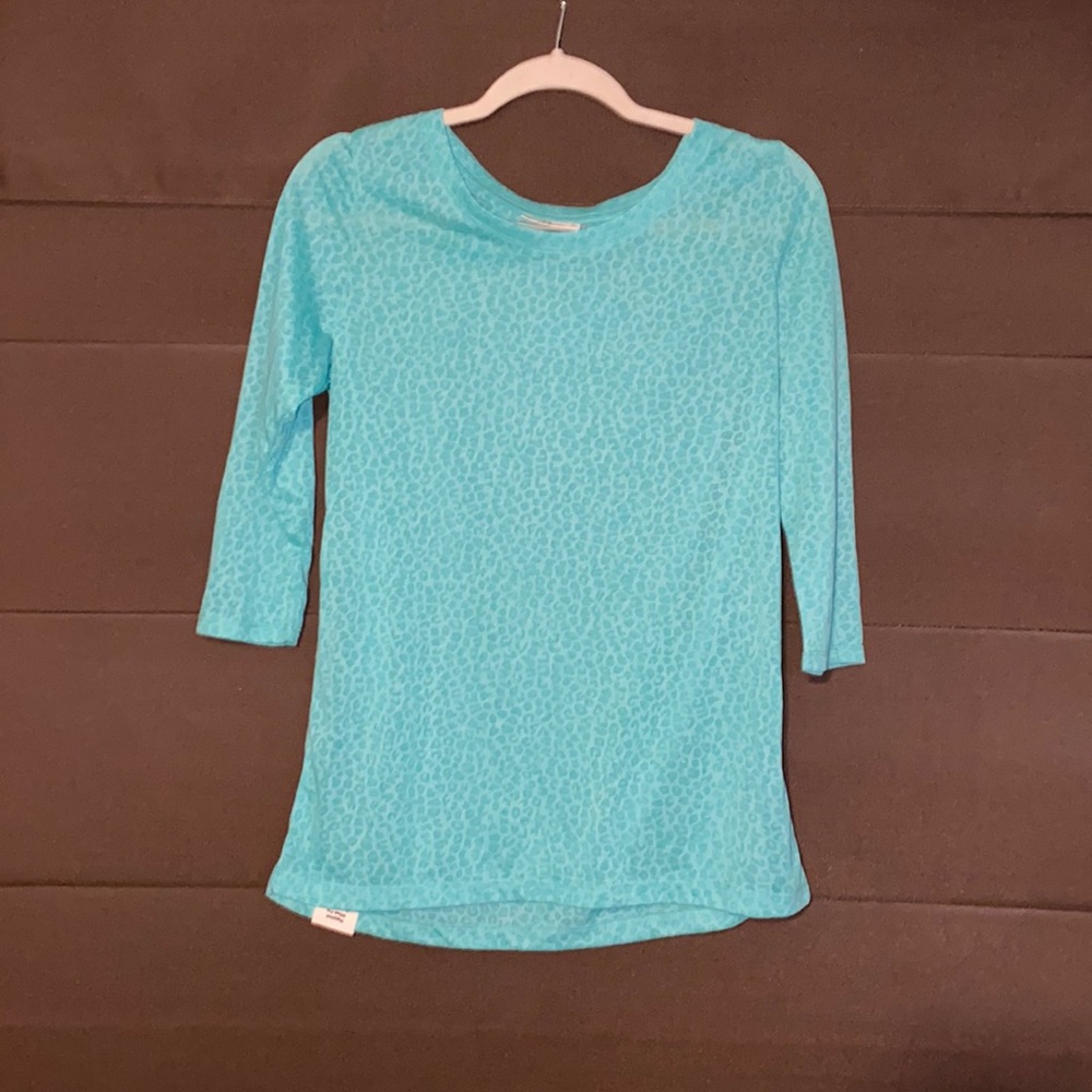Teal cheetah 3/4 sleeve top
